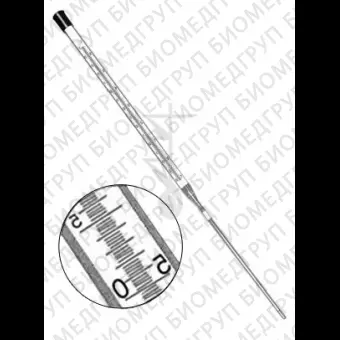 Термометр лабораторный, ц.д.0,5С, стекло, ТЛ7  2, 0...105C, d 16,5/7,5 мм, дл. 385/420 мм, Россия, 200453