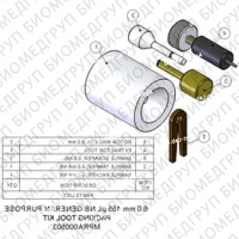 Набор инструментов для упаковки, 6,0 мм, 155 мкл Полный комплект упаковочных инструментов, включая воронку, комплект зажимных ключей и узел тамперного держателя