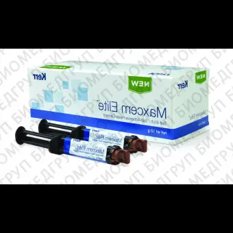 MaxCem Elite Refill, WHITE: композитный цемент двойного отверждения, цвет белый, 2 двойных шприца, 10 широких насадок, 10 внутриротовых.