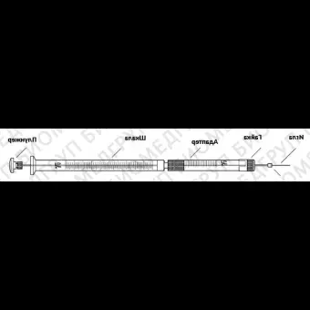 Шприц нейронный 50 мкл, тип иглы 33/20/3, Neuros 1705 RN, Hamilton, 6546015