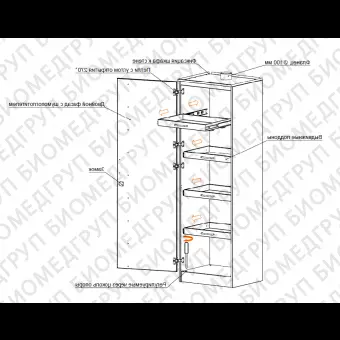 Шкаф для хранения реактивов с выдвижными поддонами корпус  металл ЛАБPRO ШМР4П 60.50.193